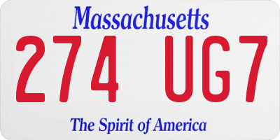 MA license plate 274UG7