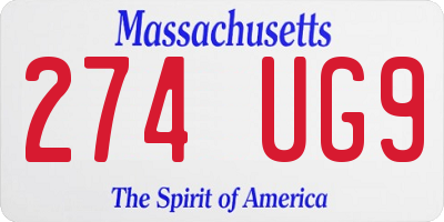 MA license plate 274UG9