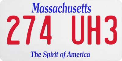 MA license plate 274UH3