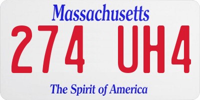 MA license plate 274UH4