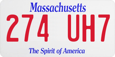 MA license plate 274UH7