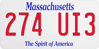MA license plate 274UI3