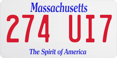 MA license plate 274UI7