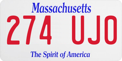 MA license plate 274UJ0