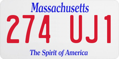 MA license plate 274UJ1