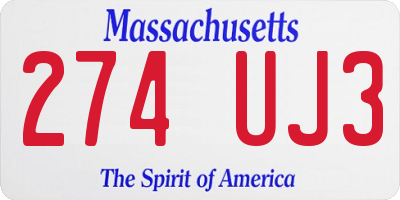 MA license plate 274UJ3