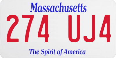 MA license plate 274UJ4