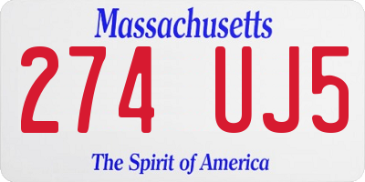 MA license plate 274UJ5