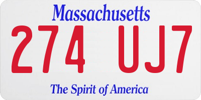 MA license plate 274UJ7