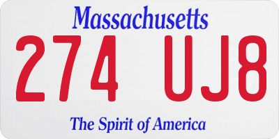 MA license plate 274UJ8