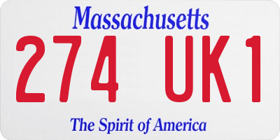 MA license plate 274UK1