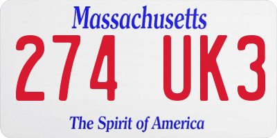 MA license plate 274UK3