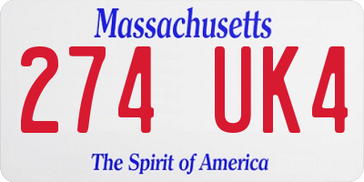 MA license plate 274UK4