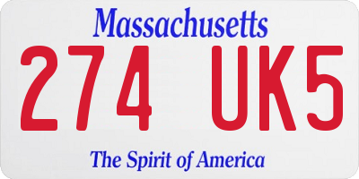 MA license plate 274UK5