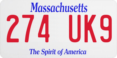 MA license plate 274UK9