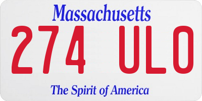 MA license plate 274UL0