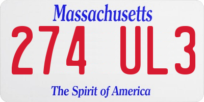 MA license plate 274UL3