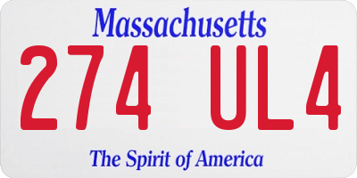 MA license plate 274UL4