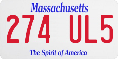 MA license plate 274UL5