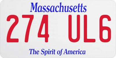 MA license plate 274UL6