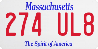 MA license plate 274UL8