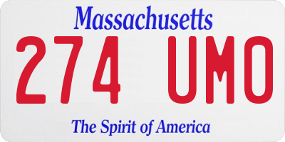MA license plate 274UM0
