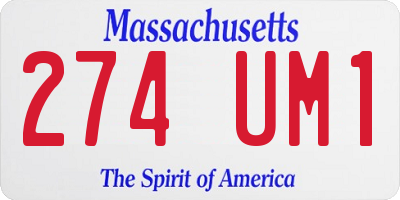 MA license plate 274UM1