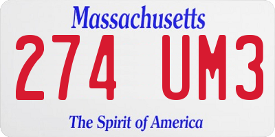 MA license plate 274UM3