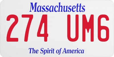 MA license plate 274UM6
