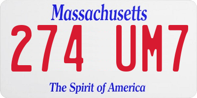 MA license plate 274UM7