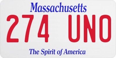 MA license plate 274UN0