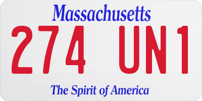 MA license plate 274UN1