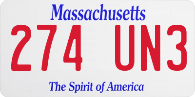MA license plate 274UN3
