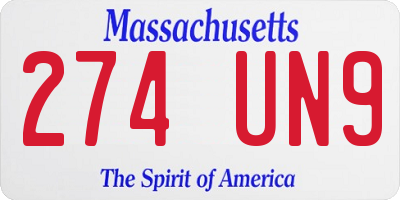 MA license plate 274UN9