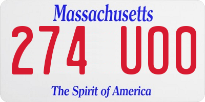 MA license plate 274UO0