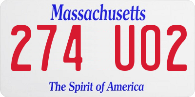MA license plate 274UO2