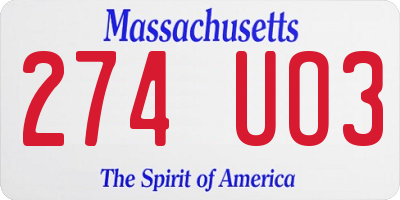MA license plate 274UO3