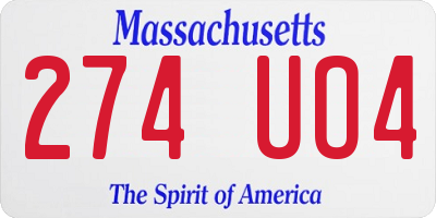 MA license plate 274UO4