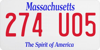 MA license plate 274UO5