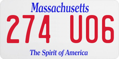 MA license plate 274UO6