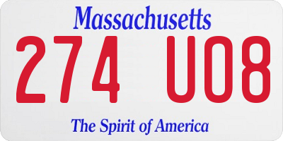 MA license plate 274UO8