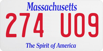 MA license plate 274UO9