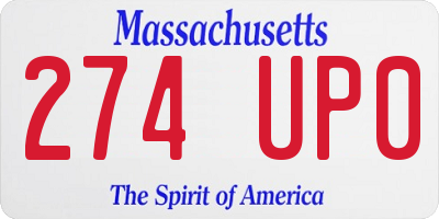 MA license plate 274UP0
