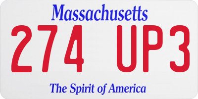 MA license plate 274UP3