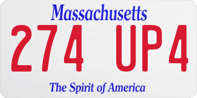 MA license plate 274UP4