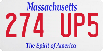 MA license plate 274UP5