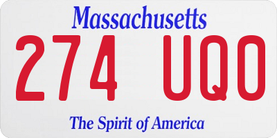 MA license plate 274UQ0