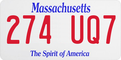 MA license plate 274UQ7