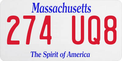 MA license plate 274UQ8