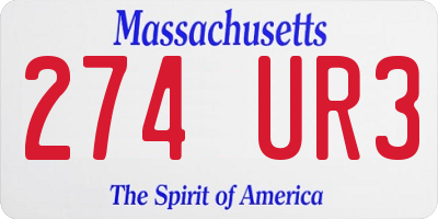 MA license plate 274UR3
